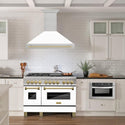 ZLINE Autograph Edition 48 in. Fingerprint Resistant Stainless Steel Range Hood with White Matte Shell and Accented Handle (8654SNZ-WM48)