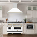 ZLINE Autograph Edition 48" Stainless Steel Range Hood with White Matte Shell and Polished Gold Handle (8654STZ-WM48-G)