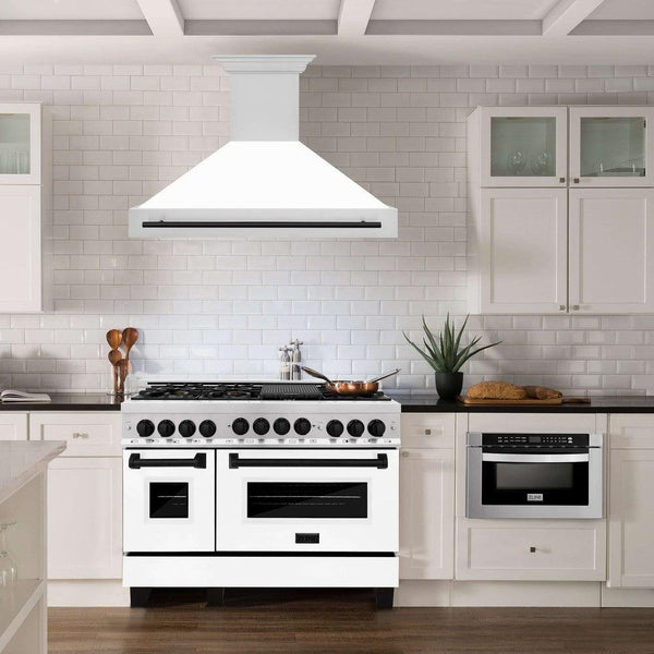 ZLINE Autograph Edition 48 in. Stainless Steel Range Hood with White Matte Shell and Handle (8654STZ-WM48)-Range Hoods- ZLINE Kitchen and Bath