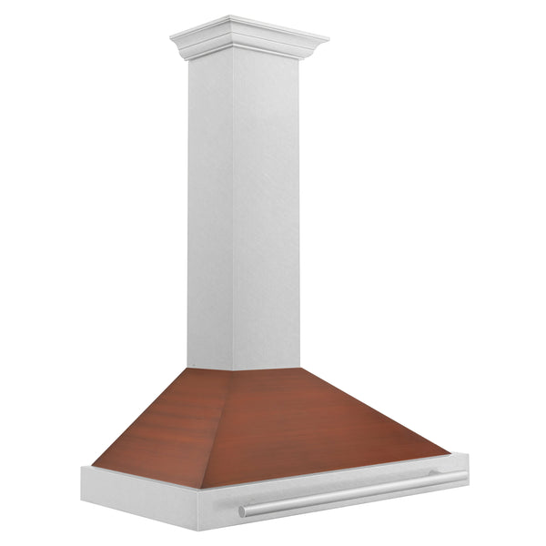 ZLINE 36 in. Convertible Fingerprint Resistant Satin Stainless Steel Range Hood with Copper Shell and Stainless Steel Handle (KB4SNX-C-36)