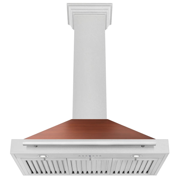 ZLINE 36 in. Convertible Fingerprint Resistant Satin Stainless Steel Range Hood with Copper Shell and Stainless Steel Handle (KB4SNX-C-36)