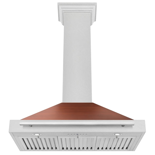 ZLINE 36 in. Convertible Fingerprint Resistant Satin Stainless Steel Range Hood with Copper Shell and Stainless Steel Handle (KB4SNX-C-36)