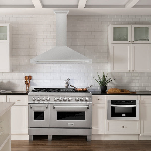 ZLINE 48 in. Convertible Fingerprint Resistant Satin Stainless Steel Range Hood with Stainless Steel Handle (KB4SNX-48)