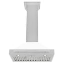 ZLINE 30 in. Convertible Satin Stainless Steel Wall Mount Range Hood with White Matte Shell and Stainless Steel Handle (KB4SNX-WM-30)