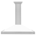ZLINE 48 in. Convertible Satin Stainless Steel Wall Mount Range Hood with White Matte Shell and Stainless Steel Handle (KB4SNX-WM-48)