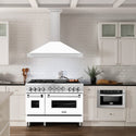 ZLINE 48 in. Convertible Satin Stainless Steel Wall Mount Range Hood with White Matte Shell and Stainless Steel Handle (KB4SNX-WM-48)