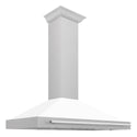 ZLINE 48 in. Convertible Satin Stainless Steel Wall Mount Range Hood with White Matte Shell and Stainless Steel Handle (KB4SNX-WM-48)
