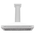 ZLINE 48 in. Convertible Satin Stainless Steel Wall Mount Range Hood with White Matte Shell and Stainless Steel Handle (KB4SNX-WM-48)