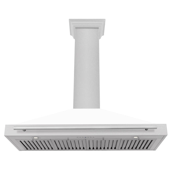 ZLINE 48 in. Convertible Satin Stainless Steel Wall Mount Range Hood with White Matte Shell and Stainless Steel Handle (KB4SNX-WM-48)