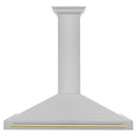 ZLINE Autograph Edition 48 in. Convertible Satin Stainless Steel Wall Mount Range Hood with Polished Gold Handle (KB4SNZ-48-G)