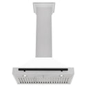 ZLINE 30 in. Autograph Edition Convertible Fingerprint Resistant Satin Stainless Steel Range Hood with White Matte Shell and Matte Black Handle (KB4SNZ-WM30-MB)