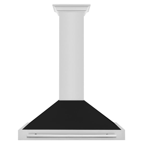 ZLINE 36 in. Convertible Stainless Steel Range Hood with Black Matte Shell and Stainless Steel Handle (KB4STX-BLM-36)