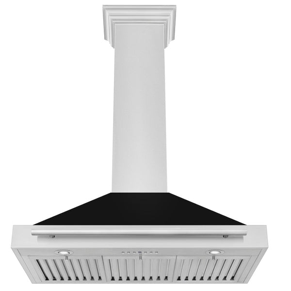 ZLINE 36 in. Convertible Stainless Steel Range Hood with Black Matte Shell and Stainless Steel Handle (KB4STX-BLM-36)