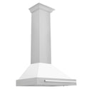 ZLINE 30 in. Convertible Stainless Steel Range Hood with White Matte Shell and Stainless Steel Handle (KB4STX-WM-30)