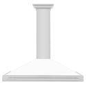 ZLINE 48 in. Convertible Stainless Steel Range Hood with White Matte Shell and Stainless Steel Handle (KB4STX-WM-48)