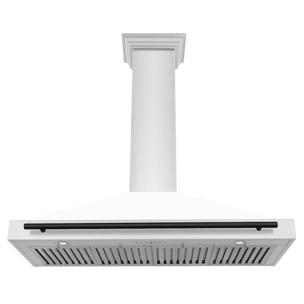 ZLINE 48 in. Autograph Edition Convertible Stainless Steel Range Hood with White Matte Shell and Matte Black Accents (KB4STZ-WM48-MB)