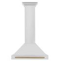 ZLINE Autograph Edition Convertible Stainless Steel Range Hood with Stainless Steel Shell and Champagne Bronze Accents (KB4STZ-CB) Champagne Bronze, front.