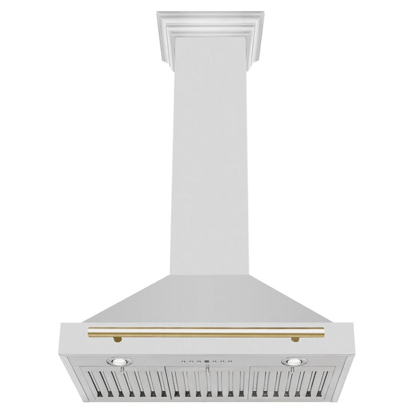 ZLINE 30 in. Autograph Edition Convertible Stainless Steel Range Hood with Stainless Steel Shell and Polished Gold Accents (KB4STZ-30-G)