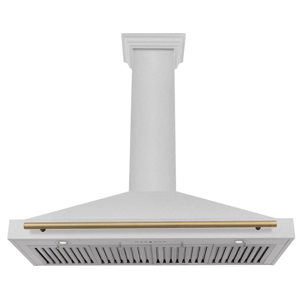 ZLINE Autograph Edition 48 in. Convertible Satin Stainless Steel Wall Mount Range Hood with Champagne Bronze Handle (KB4SNZ-48-CB)