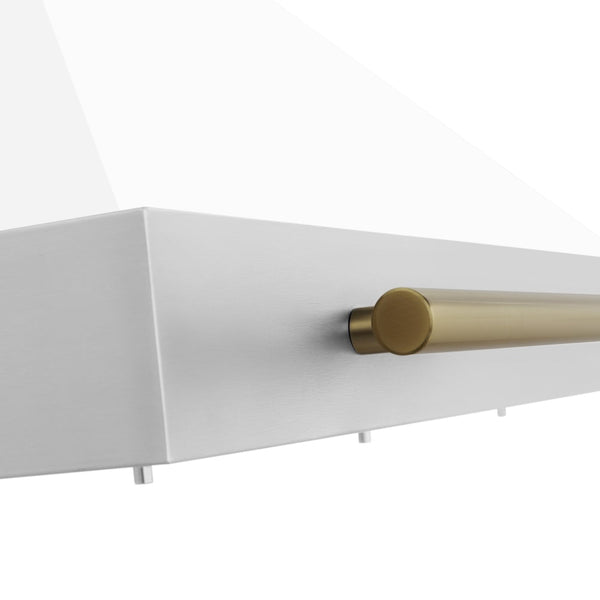 ZLINE 30 in. Autograph Edition Convertible Stainless Steel Range Hood with White Matte Shell and Champagne Bronze Accents (KB4STZ-WM30-CB)