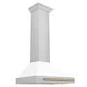 ZLINE 30 in. Autograph Edition Convertible Stainless Steel Range Hood with White Matte Shell and Champagne Bronze Accents (KB4STZ-WM30-CB)
