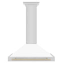 ZLINE 36 in. Autograph Edition Convertible Stainless Steel Range Hood with White Matte Shell and Polished Gold Accents (KB4STZ-WM36-G)