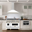ZLINE 48 in. Autograph Edition Convertible Fingerprint Resistant Satin Stainless Steel Range Hood with White Matte Shell and Champagne Bronze Handle (KB4SNZ-WM48-CB)