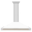ZLINE 48 in. Autograph Edition Convertible Stainless Steel Range Hood with White Matte Shell and Polished Gold Accents (KB4STZ-WM48-G)
