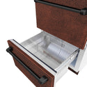 ZLINE 24 in. Touchstone 168 Can Outdoor-Rated Dual Refrigerator Drawer with Hand Hammered Copper Doors (RDSO-HH-24)