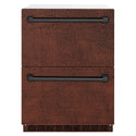 ZLINE 24 in. Touchstone 168 Can Outdoor-Rated Dual Refrigerator Drawer with Hand Hammered Copper Doors (RDSO-HH-24)