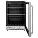 ZLINE 24 in. Monument 154 Can Beverage Fridge in Stainless Steel (RBV-US-24) front, door open.