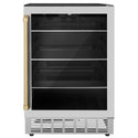 ZLINE Autograph Edition 24" Monument 154 Can Beverage Fridge in Stainless Steel with Champagne Bronze Accents (RBVZ-US-24-CB)