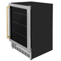 ZLINE Autograph Edition 24" Monument 154 Can Beverage Fridge in Stainless Steel with Champagne Bronze Accents (RBVZ-US-24-CB)