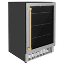 ZLINE Autograph Edition 24" Monument 154 Can Beverage Fridge in Stainless Steel with Champagne Bronze Accents (RBVZ-US-24-CB)