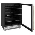 ZLINE 24" Autograph Edition 154 Can Beverage Cooler Fridge with Adjustable Shelves in Stainless Steel with Polished Gold  Accents (RBVZ-US-24-G)