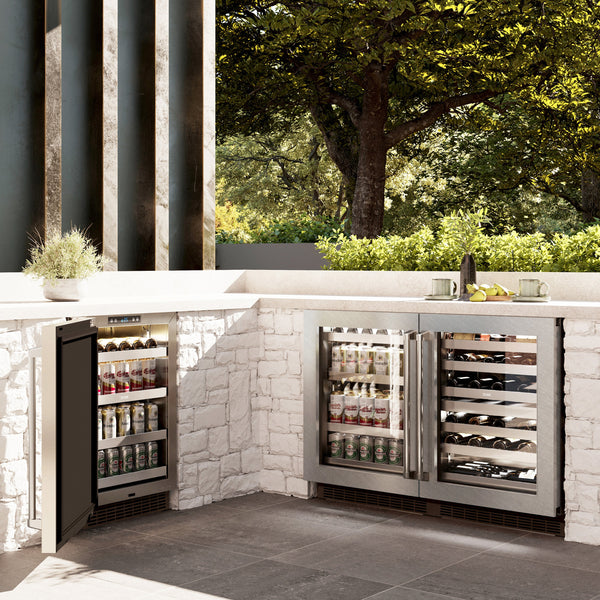 ZLINE 24 in. Touchstone 151 Can Beverage Fridge With Satin Stainless Steel Glass Door (RBSO-SN-24)