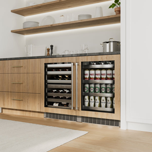 ZLINE 24 In. Touchstone Wine Cooler with Panel-Ready Glass Door and Champagne Bronze Handle (RWDPOZ-24-CB)