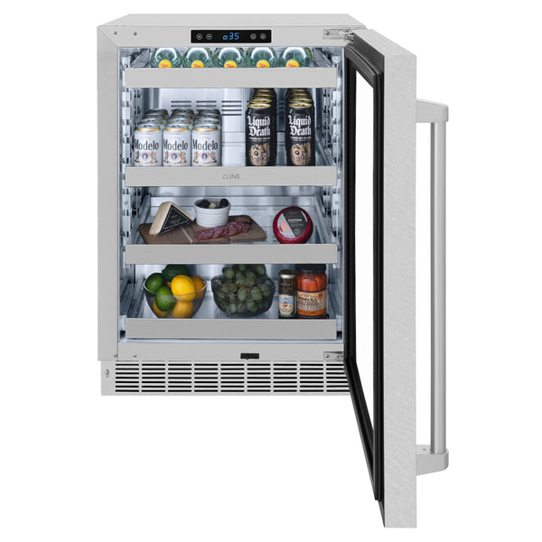ZLINE 24 in. Touchstone Dual Zone 44 Bottle Wine Cooler with Satin Stainless Steel Glass Door (RWDO-SN-24)