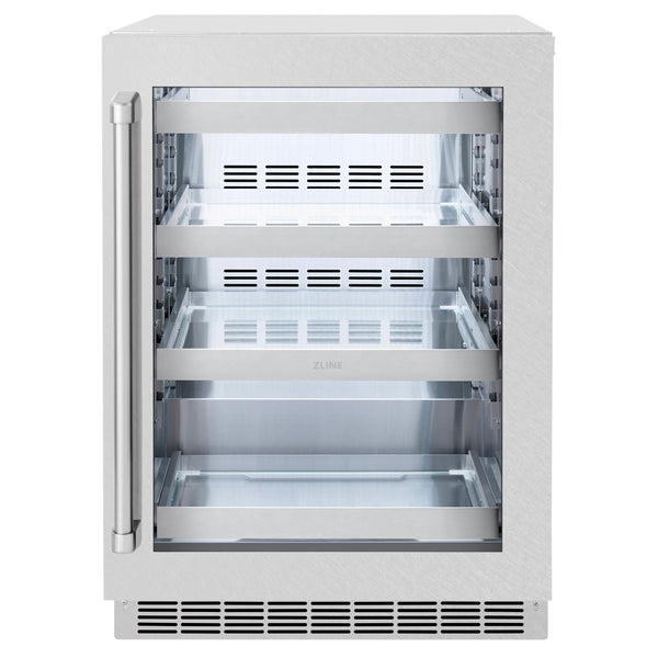 ZLINE 24 in. Touchstone Dual Zone 44 Bottle Wine Cooler with Satin Stainless Steel Glass Door (RWDO-SN-24)
