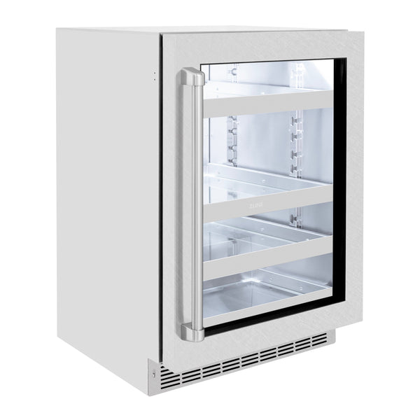 ZLINE 24 in. Touchstone Dual Zone 44 Bottle Wine Cooler with Satin Stainless Steel Glass Door (RWDO-SN-24)