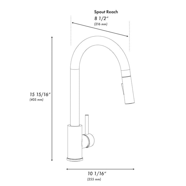 ZLINE Rubicon Pull Down Single Handle Kitchen Faucet in Matte Black (RBCN1-KF-MB)