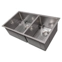 ZLINE 36 in. Chamonix Undermount Double Bowl Satin Stainless Steel Kitchen Sink with Bottom Grid (SR60D-36S)