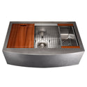 ZLINE 33 in. Moritz Farmhouse Apron Mount Single Bowl Satin Stainless Steel Kitchen Sink with Bottom Grid and Accessories (SLSAP-33S)