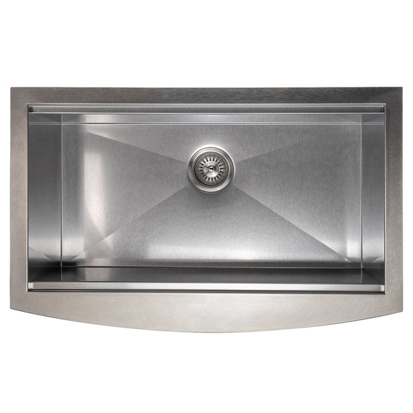 ZLINE 33 in. Moritz Farmhouse Apron Mount Single Bowl Satin Stainless Steel Kitchen Sink with Bottom Grid and Accessories (SLSAP-33S)