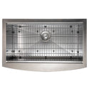 ZLINE 33 in. Moritz Farmhouse Apron Mount Single Bowl Satin Stainless Steel Kitchen Sink with Bottom Grid and Accessories (SLSAP-33S)