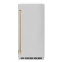 ZLINE Autograph Edition 15 in. Touchstone Clear Cube Ice Maker with Drain Pump and Satin Stainless Steel Door with Champagne Bronze Handle (ICCDZ-SN-15-CB)