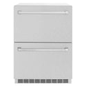 ZLINE 24 in. Touchstone 168 Can Outdoor-Rated Dual Refrigerator Drawer with Satin Stainless Steel Doors (RDSO-SN-24)