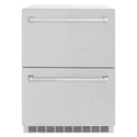 ZLINE 24 in. Touchstone 168 Can Outdoor-Rated Dual Refrigerator Drawer with Satin Stainless Steel Doors (RDSO-SN-24)