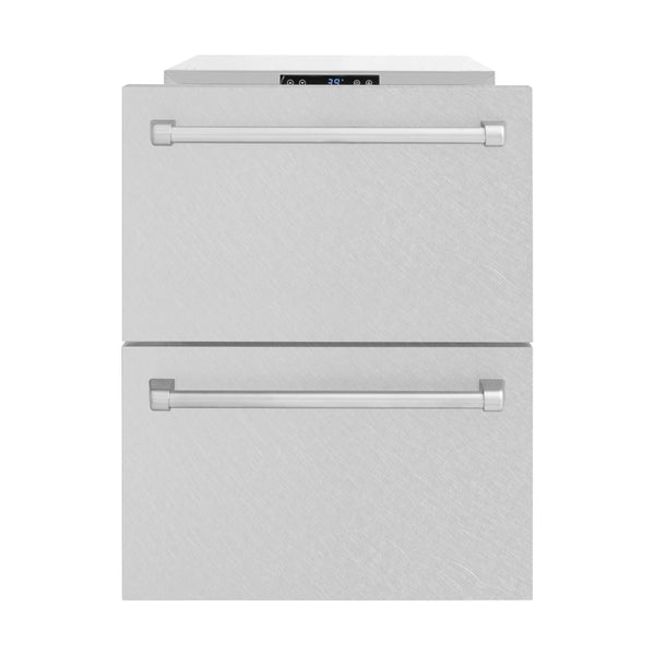 ZLINE 24 in. Touchstone 168 Can Outdoor-Rated Dual Refrigerator Drawer with Satin Stainless Steel Doors (RDSO-SN-24)