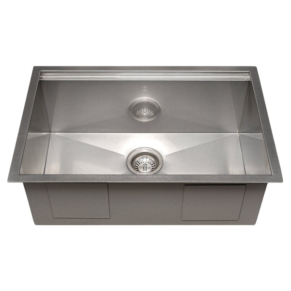 ZLINE 27 in. Garmisch Undermount Single Bowl Satin Stainless Steel Kitchen Sink with Bottom Grid and Accessories (SLS-27S)